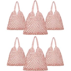 Aliceset 6 PCS Macrame Tote Bags Bridaid Bacts Bags Crochet Beach Bag for Women Birlidesmaid Bachelorette Travel Gifts