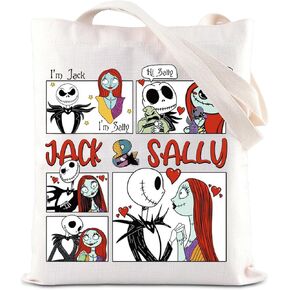 ENSIANTH Jack Sally Inspired Handle Bag Movie Merch Zero Dog Gift Skull Tote Bag Spooky Season Gift