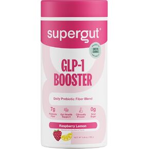Supergut Gut Healthy Flavored GLP-1 Booster, Raspberry Lemon - High Fiber GLP-1 Supplement Powder for Women & Men - Sugar-Free Drink Mix for Gut Health & Digestive Support (18 Servings)