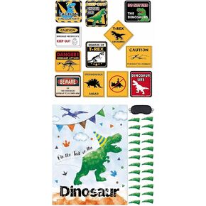 WERNNSAI Dinosaur Pin Game + 12 PCS Dinosaur Zone Party Decoration