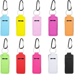 10Pcs Chapstick Holder Key Chain Lip Balm Holder Keychain Portable Lip Gloss Keychain Pocket Keychain Stocking Stuffers Gift for Women