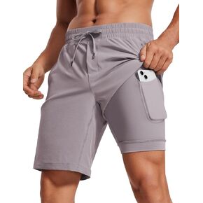 CRZ Yoga Men's 2 في 1 شورت مع البطانة - 9 '' جافة سريعة للتمرين الرياضي الرياضي مع جيوب