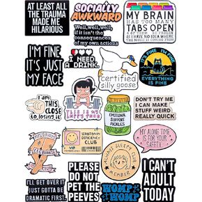 Mental Health Humor Enamel Pins Set – Funny & Relatable Pins for Anxiety, Burnout, Depression, Self-Awareness – Collectible Metal Lapel Pins for Backpacks, Jackets, Gifts – 20-Pack