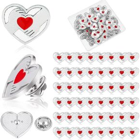 Yinkin 50 Pcs Heart Pin Bulk Two Hands Heart Enamel Lapel Pin Metal Health Brooch Badge Enamel Appreciation Award for Mothers Day Nurse Employee Recognition Church Gifts