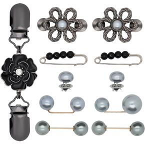11 PCS Pearl Weist Brooch Pins Clips Back Cinch Weist Cincher Conchencing سترة كارديجان شال شال حزام مزخرف فستان مشدود مشبك سروال محدد.