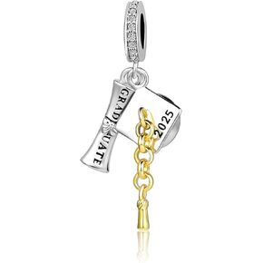 Graduation 2025 Charm Compatible with Pandora Charms Bracelets Bachelor's Hat Cap Dangle Bead