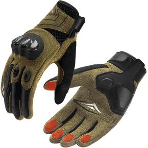 ROCKBROS Motorcycle Gloves for Men Women, Full Finger Motorbike Gloves Touchscreen, Motorcycle Gear with Hard Carbon Fiber Shell for Motorcross Racing Dirt Bike ATV UTV MTB Cycling, Brown