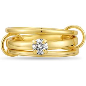 Rings for Women Non Tarnish Gold - Cubic Zirconia Stackable Engagement Rings Set for Women - Dainty Solitaire Promise Rings for Her Everyday Wear Statement Multi Interlocked Ring