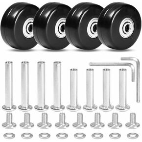 MroMax 4Pcs Luggage Wheels Replacement, 2 Inch (50 x 16mm) Rubber Suitcase Replacement Wheels Wear-Resistant Repair Wheels for Luggage