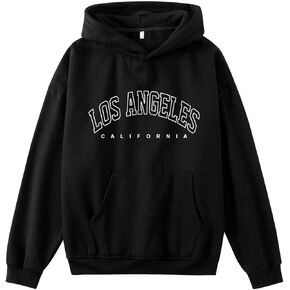 Bobeutou Oversized Graphic Hoodies for Men Los Angeles Vintage Sweatshirt California Letter Print Hoodie Pocket Pullover Top in Kuwait
