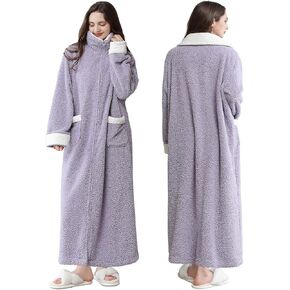 OKSUN Womens Long Szipper Robe: Rencle Love Love Fleece Warm Bathrobe - Winter Winter Housecoat بالإضافة إلى الحجم
