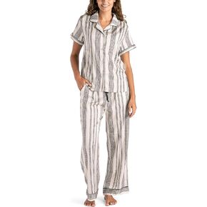 Hello Mello Beauty Sleep Satin Button-Down Pajama Lounge Shirt & Lounge Pajama Pants For Women - Overnight Oasis, Large/X-Large