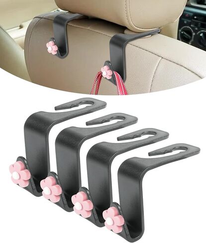 4PCS Purse Hook for Car,Car Decor,Cute Car Accessories,Headrest Hook for Car,Car Purse Hook,Car Hook,Car Back Seat Headrest Hanger,Car Interior Accessories for Bag Purse Handbag (Pink) in Saudi Arabia