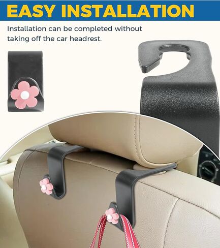 4PCS Purse Hook for Car,Car Decor,Cute Car Accessories,Headrest Hook for Car,Car Purse Hook,Car Hook,Car Back Seat Headrest Hanger,Car Interior Accessories for Bag Purse Handbag (Pink) in Saudi Arabia