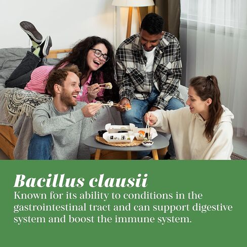 Bacillus clausii بروبيوتيك للنساء والرجال ، ويساعد على القضايا الهضمية ، وتعزيز الحصانة ، وقد يساعد في منع الالتهابات ، 25 مليار CFU بروبيوتيك - 60 كبسولات الخضار in Kuwait