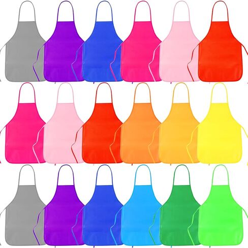 KUUQA 24 Pack 12 Colors Kids Art Aprons for Ages 3 to 7 Years,Children Painting Aprons Art Smocks for Craft, Kitchen, Classroom in Kuwait
