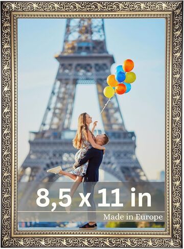 فيكتور عتيق الصورة إطار VINCI 8،5x11 باللون الأسود الذهب - إطار صورة Barqoue مع الزجاج الأكريلي in Kuwait