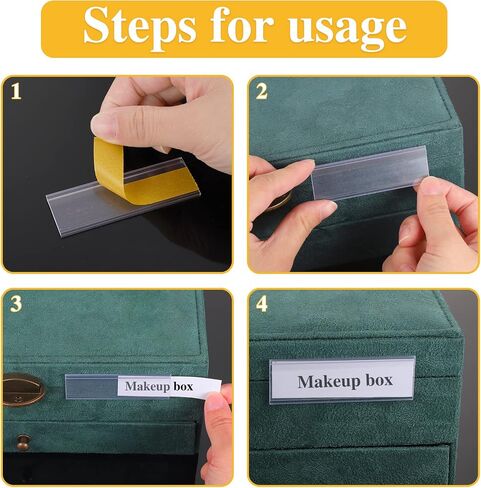 60 Pcs Drawer Labels, 3 X 1 Inch Self Adhesive Label Holders with 60 Pcs White Paper Labels Shelf Tag Label Holders Clear Adhesive Shelf Labels for Storage Bins Bookshelf Mailbox in Kuwait