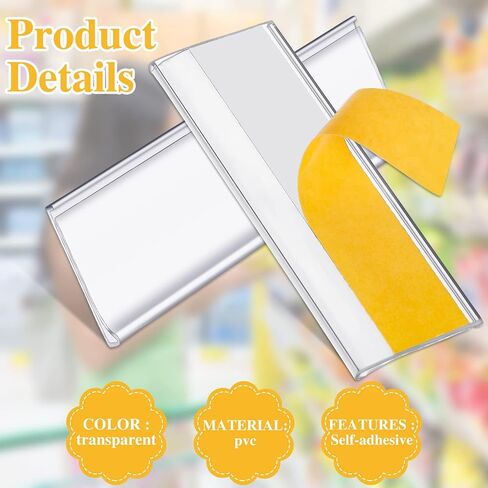 60 Pcs Drawer Labels, 3 X 1 Inch Self Adhesive Label Holders with 60 Pcs White Paper Labels Shelf Tag Label Holders Clear Adhesive Shelf Labels for Storage Bins Bookshelf Mailbox in Kuwait
