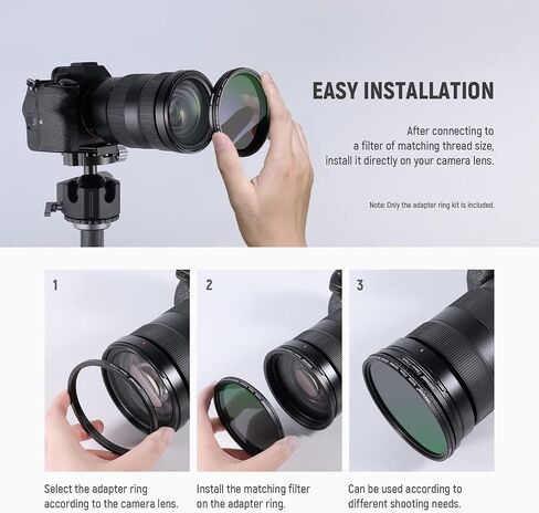 NEEWER 18PCS Stepping Rings Kit, Including 9PCS Step Up Rings & 9PCS Step Down Rings with Premium Anodized Aluminum Frame for Camera Lens Diameters from 37mm up to 82mm in Saudi Arabia