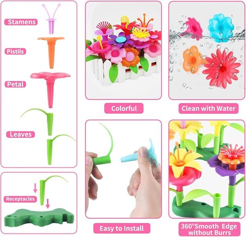 CENOVE Toddler Toys Gifts for 3 4 5 6 7 Year Old Girls Boys,Flower Garden Building Toy STEM Educational Activity Preschool Toys for Kids Age 3-6(130 Pcs) in Kuwait