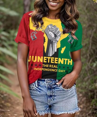 Juneteenth Shirts Women Black History Shirt: Celebrate 1865 Freedom T-Shirts Black Queen African Shirts Independence Day Tops in Saudi Arabia