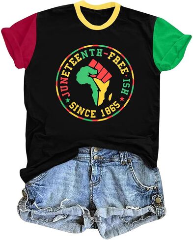 Juneteenth Shirts Women Black History Shirt: Celebrate 1865 Freedom T-Shirts Black Queen African Shirts Independence Day Tops in Saudi Arabia