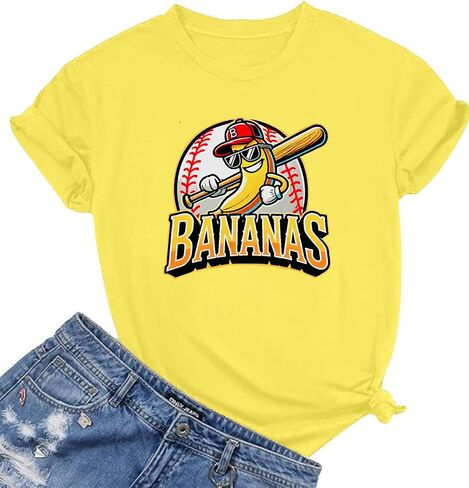 قميص موز قميص البيسبول لاعب البيسبول Team Team Women Baseball Mama Tee Funny Baseball Fan Short Sleeve Top Top in Kuwait
