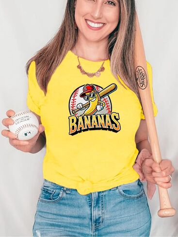 قميص موز قميص البيسبول لاعب البيسبول Team Team Women Baseball Mama Tee Funny Baseball Fan Short Sleeve Top Top in Kuwait