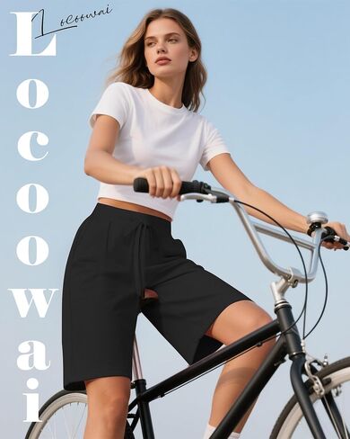 3 Pack Women's Bermuda Shorts Drawstring Casual Lounge Elastic Waist Athletic Yoga Running Shorts with Pockets in Saudi Arabia
