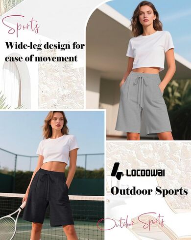 3 Pack Women's Bermuda Shorts Drawstring Casual Lounge Elastic Waist Athletic Yoga Running Shorts with Pockets in Saudi Arabia