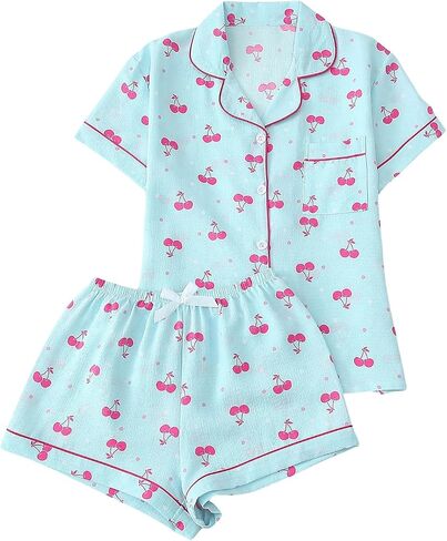 Women's Silk Satin Pajama Set Leopard Print Sleepwear Short Sleeve Button Down Pjs Shorts Cheetah Loungewear in Saudi Arabia