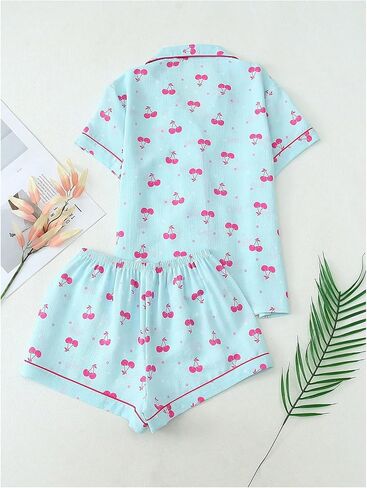 Women's Silk Satin Pajama Set Leopard Print Sleepwear Short Sleeve Button Down Pjs Shorts Cheetah Loungewear in Saudi Arabia