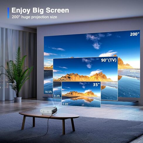 جهاز عرض صغير 2600 لومن 2019، جهاز عرض فيديو محمول مطور 55000 ساعة، جهاز عرض افلام مسرح منزلي للوسائط المتعددة، متوافق مع FHD 1080P HDMI وVGA وUSB وايه في واللابتوب والهواتف الذكية in Saudi Arabia