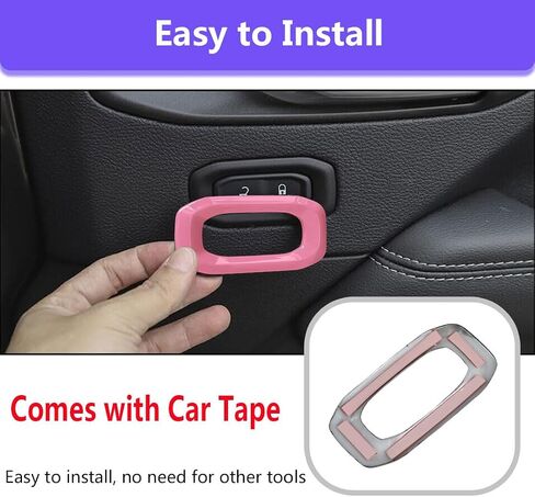 2 Pcs Metal Door Lock Switch Button Trim Cover Pink Car Center Console Unlock Button Frame Cover Interior Decoration Accessories Compatible with Jeep Wrangler JL JLU Gladiator JT 2018-2024 (Pink) in Saudi Arabia