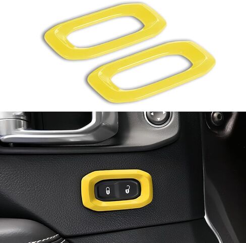 2 Pcs Metal Door Lock Switch Button Trim Cover Pink Car Center Console Unlock Button Frame Cover Interior Decoration Accessories Compatible with Jeep Wrangler JL JLU Gladiator JT 2018-2024 (Pink) in Saudi Arabia