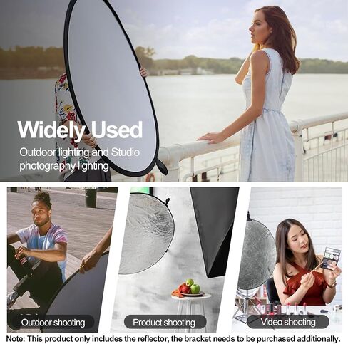 EMART 24’’ (60cm) Light Reflectors 5 in 1 Photo Collapsible Photography Reflector with Bag - Portable Camera Light Reflector Photography Panel for Studio Video-Translucent, White, Silver,Gold,Black in Saudi Arabia