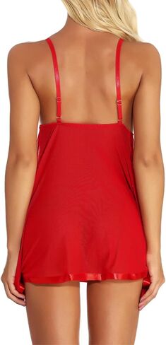 Lilosy Sexy Sheer Embroidered Mesh Floral Lace Babydoll Lingerie Dress Set with Tong 2 Piece in Saudi Arabia