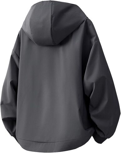 GURUNVANI Mens Solid Color Zip Up Hooded Jacket Unisex Oversized Sports Windbreaker Coat in Kuwait