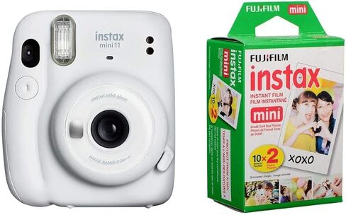 Fujifilm Instax Mini 11 Instant Film Camera, Ice White - with Fujifilm instax Mini Instant Daylight Film Twin Pack, 20 Exposures in Kuwait