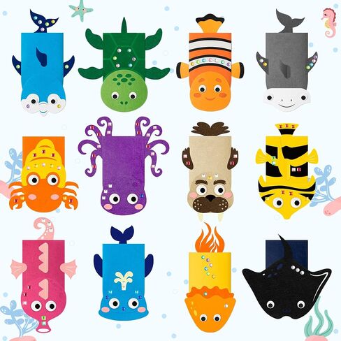 WATINC 12Pcs Hand Puppet Making Kit for Kids Art Craft Felt Sock Puppet Toys Creative DIY Make Your Own Puppets Pompoms Storytelling Role Play Party Supplies for Girls Boys in Saudi Arabia