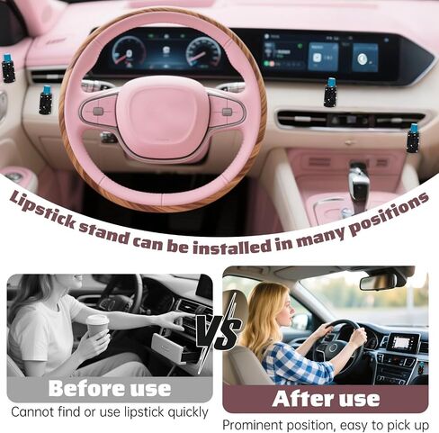 Bling Car Chapstick Holder, Self- Adhesive Lip Balm Holder for Car, Sparkling Lipstick Case for Women Rhinestone Accessories for Holding Lipstick in Saudi Arabia