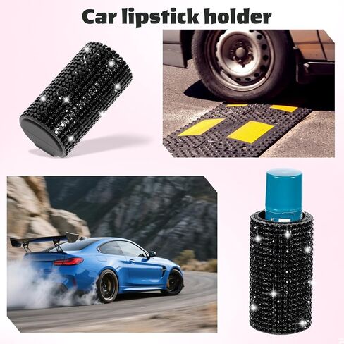 Bling Car Chapstick Holder, Self- Adhesive Lip Balm Holder for Car, Sparkling Lipstick Case for Women Rhinestone Accessories for Holding Lipstick in Saudi Arabia