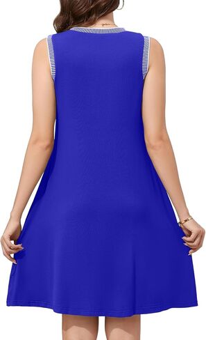 WEACZZY 2025 Summer Dresses for Women Casual Loose Beach Vacation Sundress Sleeveless Crewneck Tank Dress with Pockets in Kuwait