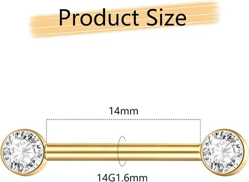 Aumeo 14G G23 Titanium Internally Threaded Nipple Rings Gold Nipple Piercing Jewelry for Women in Kuwait