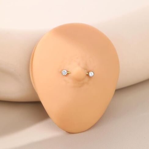 Aumeo 14G G23 Titanium Internally Threaded Nipple Rings Gold Nipple Piercing Jewelry for Women in Kuwait