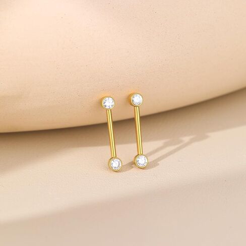 Aumeo 14G G23 Titanium Internally Threaded Nipple Rings Gold Nipple Piercing Jewelry for Women in Kuwait