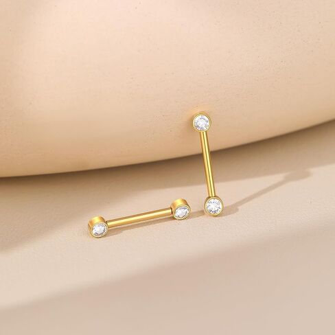 Aumeo 14G G23 Titanium Internally Threaded Nipple Rings Gold Nipple Piercing Jewelry for Women in Kuwait