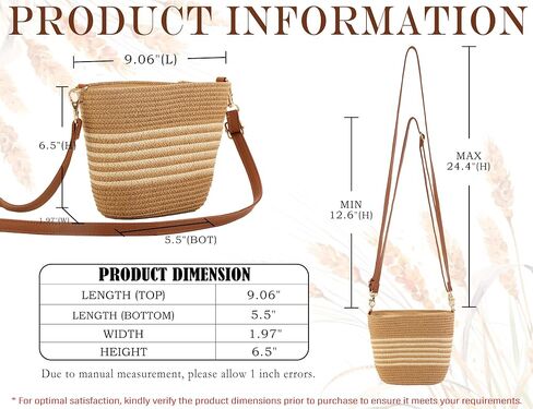Straw Crossbody Bags for Women with Stripe, Hand Woven Shoulder Bag with Adjustable Faux Leather Strap, Beach Purses in Kuwait