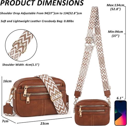 Crossbody Bags for Women, 6-Pockets Purses for Women, Vegan Leather Handbags Shoulder Bag for Travel Shopping in Kuwait